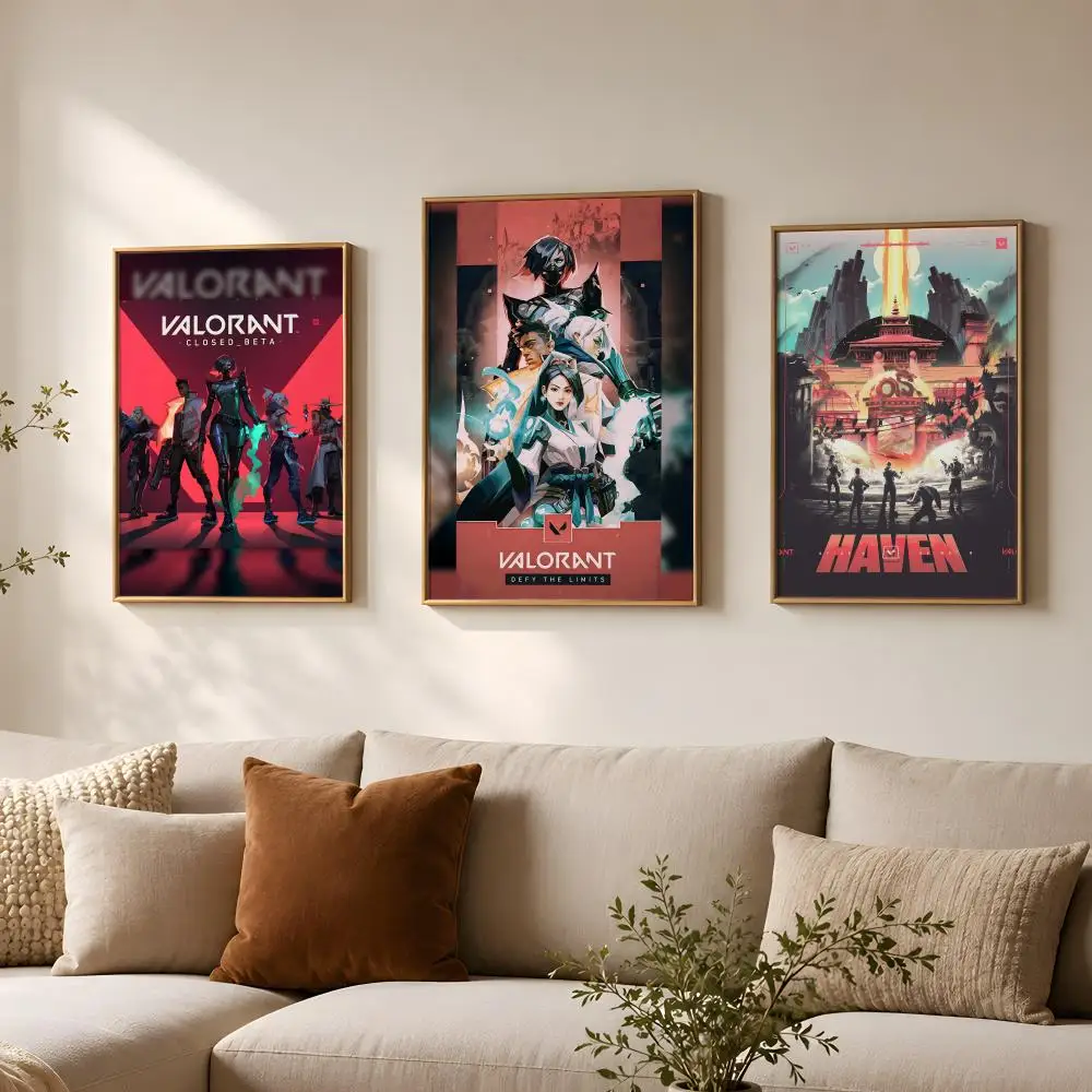 Game V-Valorant-t Poster Vintage Self Adhesive PP Wall Art for Living Room Bar Bedroom Home Decor Gift