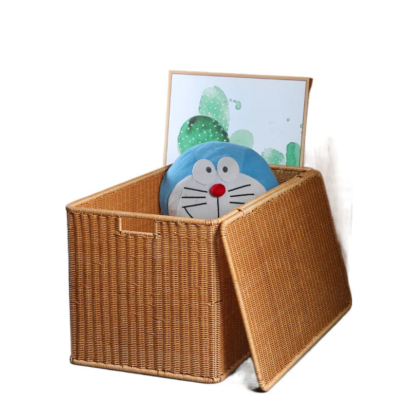 

Nordic extra large storage box Plastic rattan waterproof flip storage organizing box Quilt clothing storage artifact cross