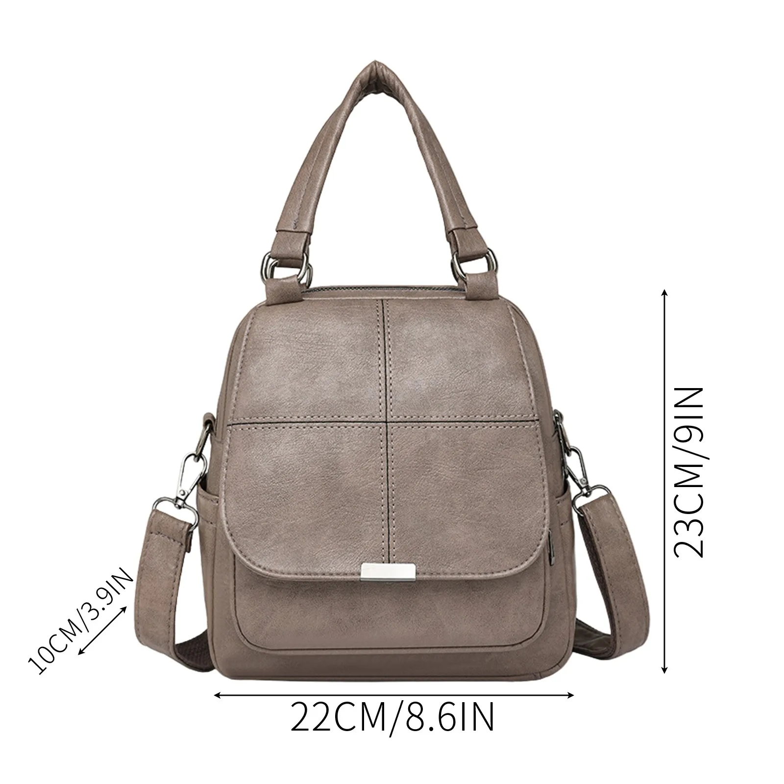 حقيبة ظهر جلدية كاجوال على الطراز الكوري بلون سادة وبسيطة ومتعددة الاستخدامات حقيبة ظهر للنساء