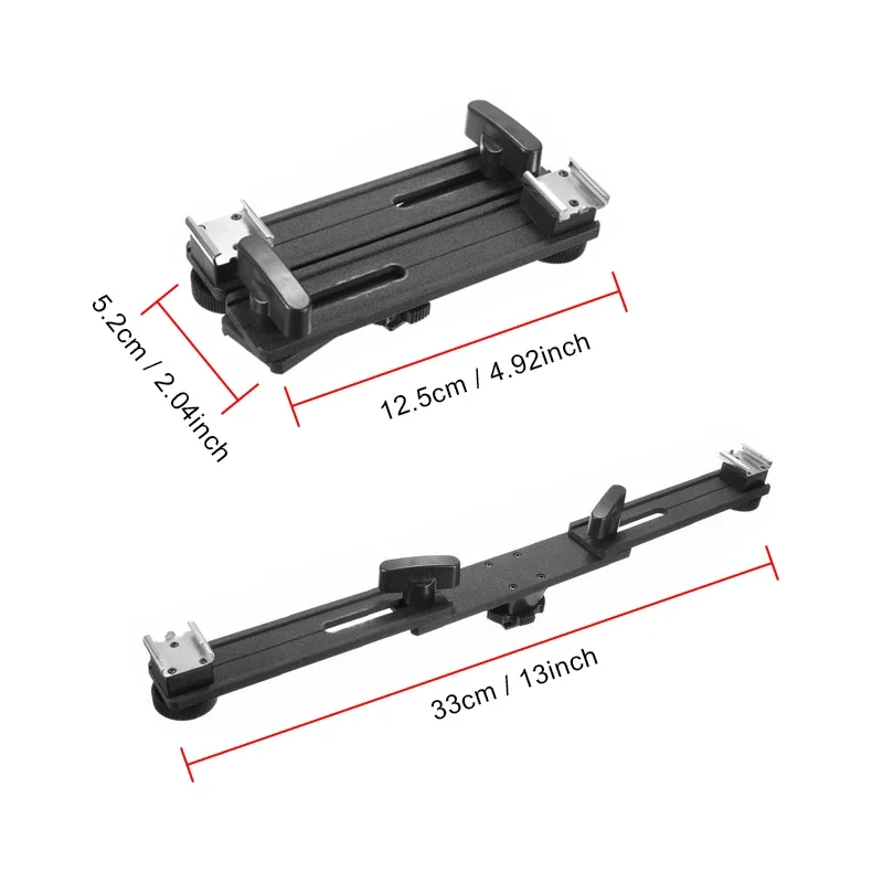 Dual Hot Shoe Bracket Mount Holder, Twin Speed Light Flash, Fit para DSLR, Câmeras SLR, Foto, Vídeo, Fotografia Acessórios, 13"