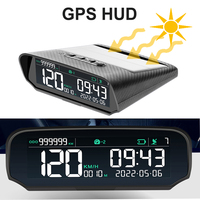 Solar Car HUD GPS Head-Up Display Digital Clock Speedometer Over-Speed Alarm Fatigue Driving Alert Altitude Mileage Display