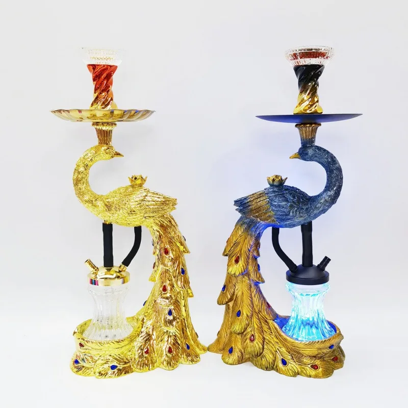 

Arab shisha set, elegant peacock shape shisha, smoking resin craft shisha on the back