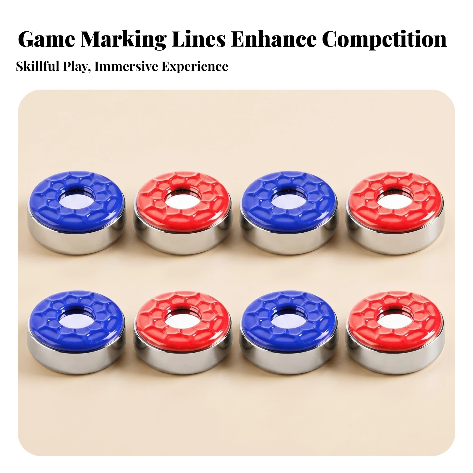 8 Pieces Smooth Glide Shuffleboard Puck Set Easy to See Table Disc Recreation Gear 58 Mm Metal Shuffleboard Puck