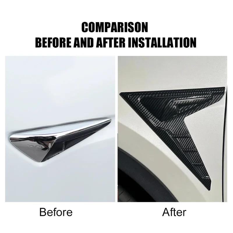 For Tesla Model 3 Y Car Side Camera Cover Thunder Fender Flanks Wing Blade Panel Spoiler Covers Protective Shell Modification