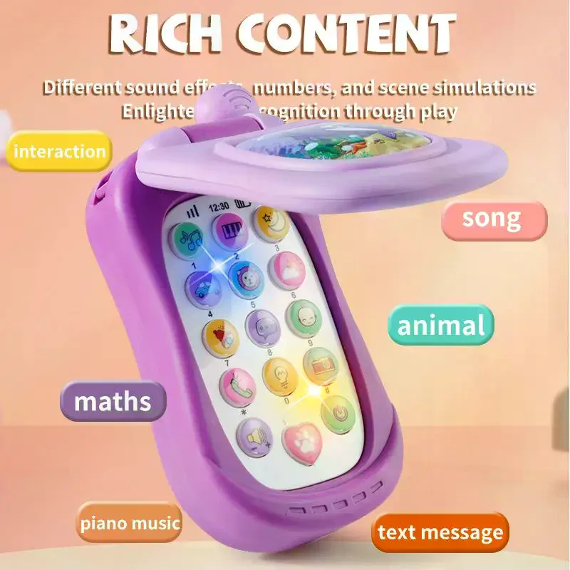 Cartoon Simulation Flip Phone Educational Music Phone Toy Toddler Education Early Voices Toys For Children's Day Gifts