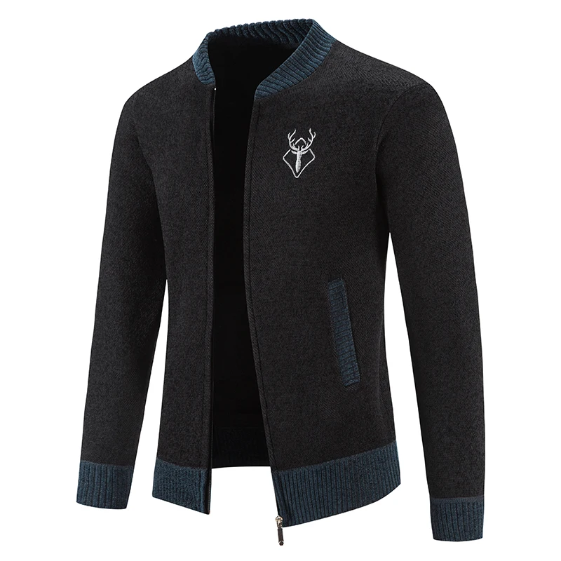 Cardigan lavorato a maglia da uomo di grandi dimensioni Maglione con zip intera Cardigan casual a contrasto alla moda Maglioni lavorati a maglia da uomo Amazon Capispalla