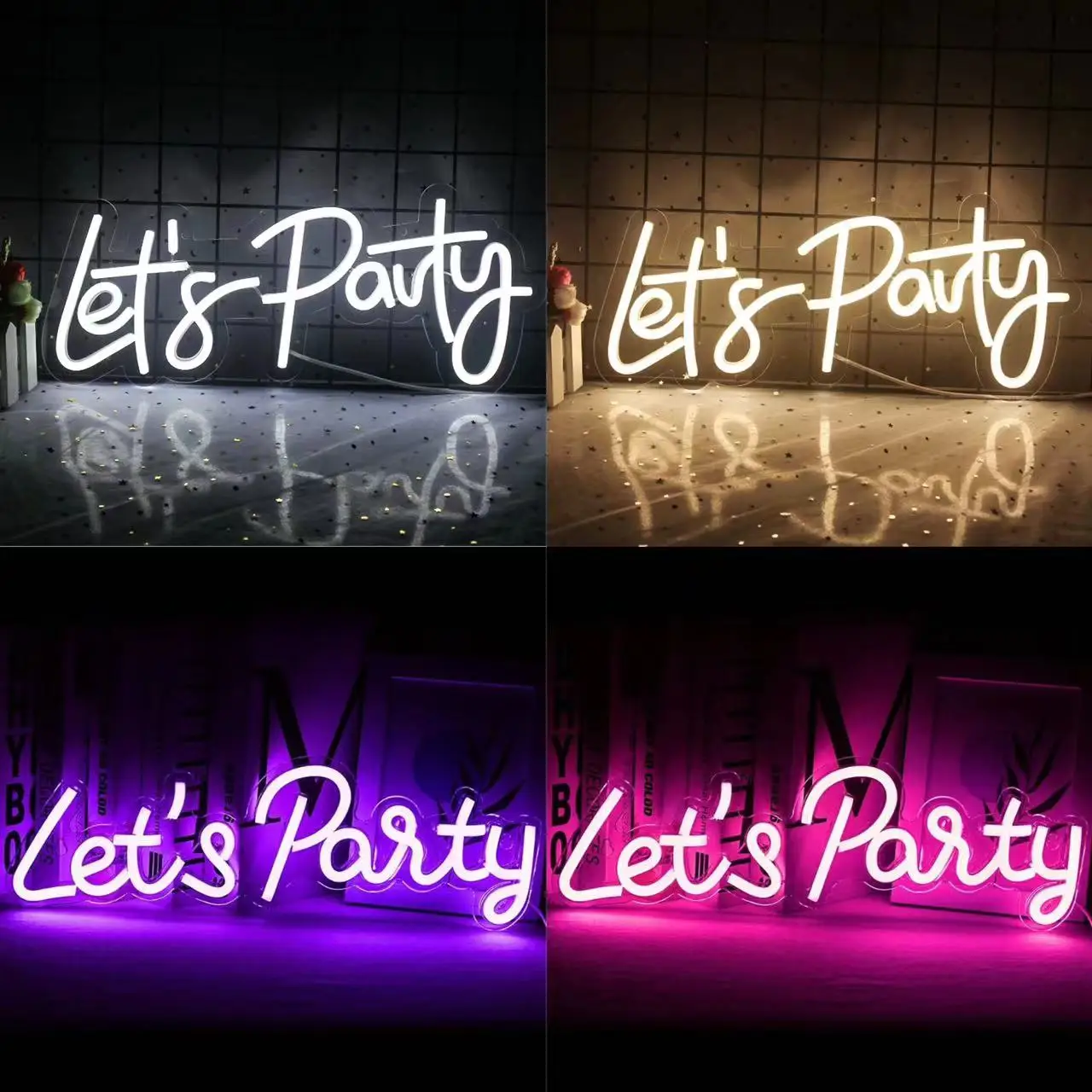 

Let's Party LED Neon USB Powered Neon Signs Night Light 3D Wall Art Glowing Party Game Home Room Decor Items Colorful Lamp Signs