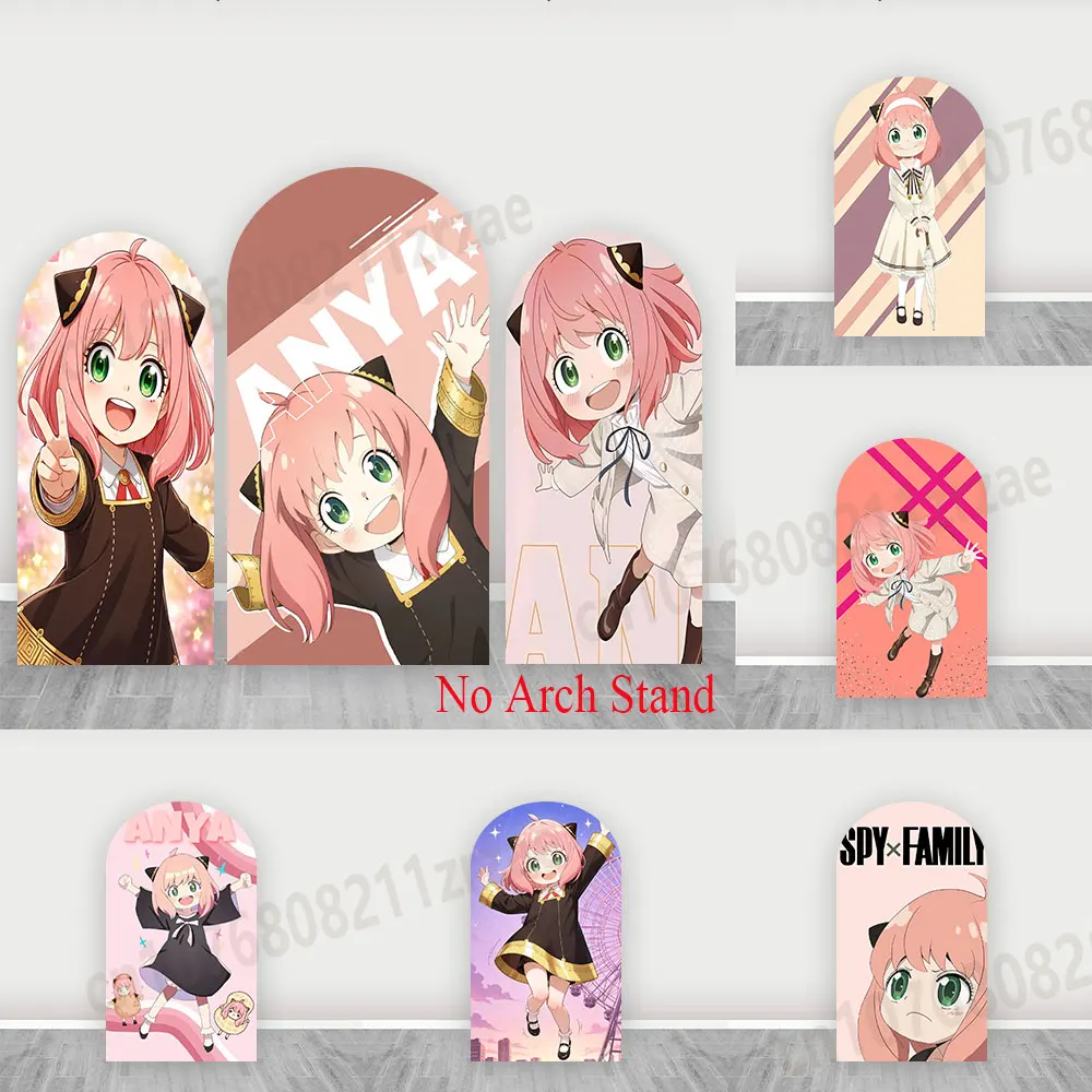 

Spy × Family Arch Backdrop Girls Baby 1st Birthday Party Pink Cartoon Anya Decor Poster Children Shower Banner Background Covers