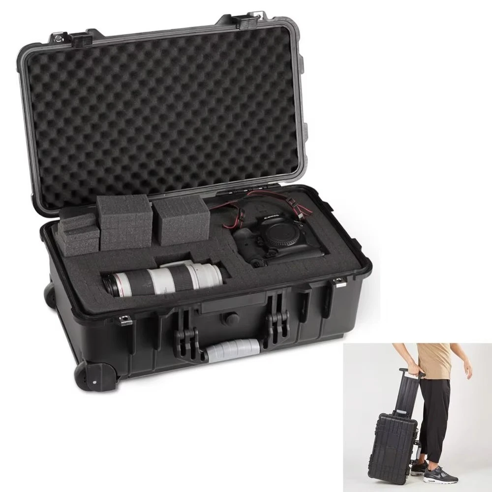 Portable Waterproof Trolley Hard Toolcase  with Wheels Plastic Safety Flight case Carrying Camera  Box
