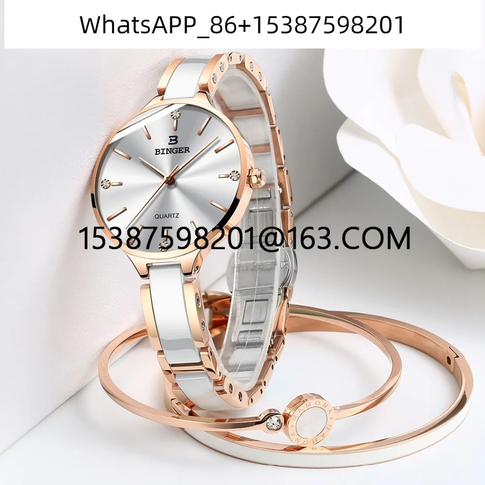 

Fashion Women Watches Top Brand Luxury BINGER Ultra thin Ladies Watch Sapphire Ceramic Strap Waterproof Quartz Dress Watch Women