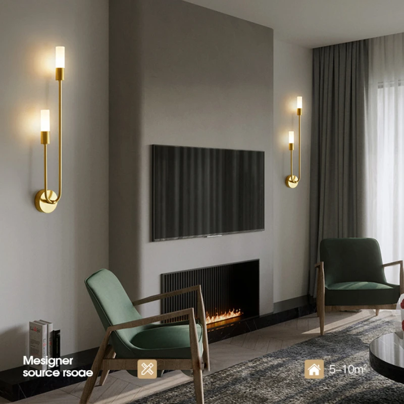 Modern Led Wall Lamps Bedroom Bedside Interior Wall Light Living Room Background Wall Corridor Gold Wall Sconce Indoor  Lighting