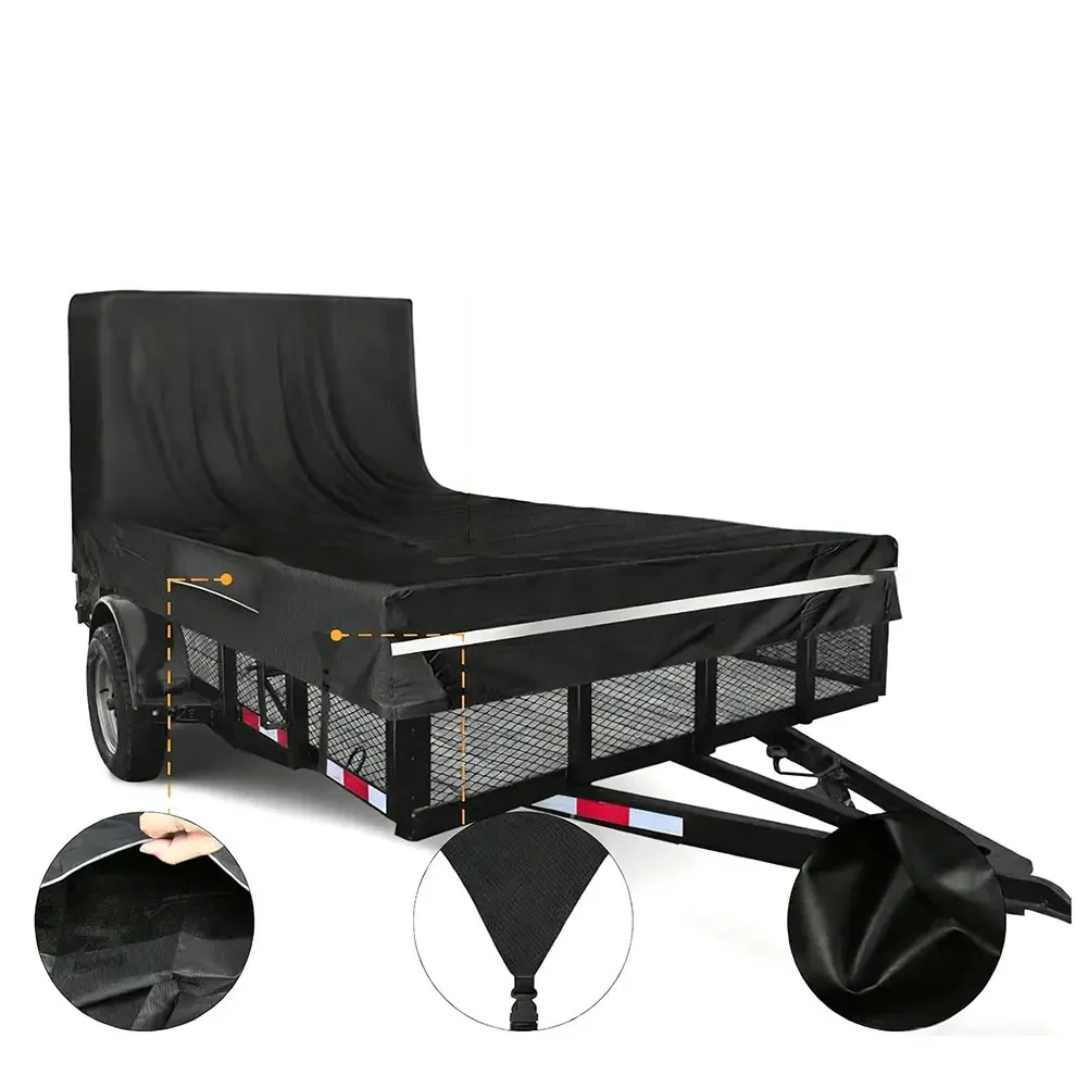 Waterproof Trailer Cover 210D Oxford Fabric for Tipper Trailers 7ft by 12ft Rear Ramp Door with Dust and UV Protection