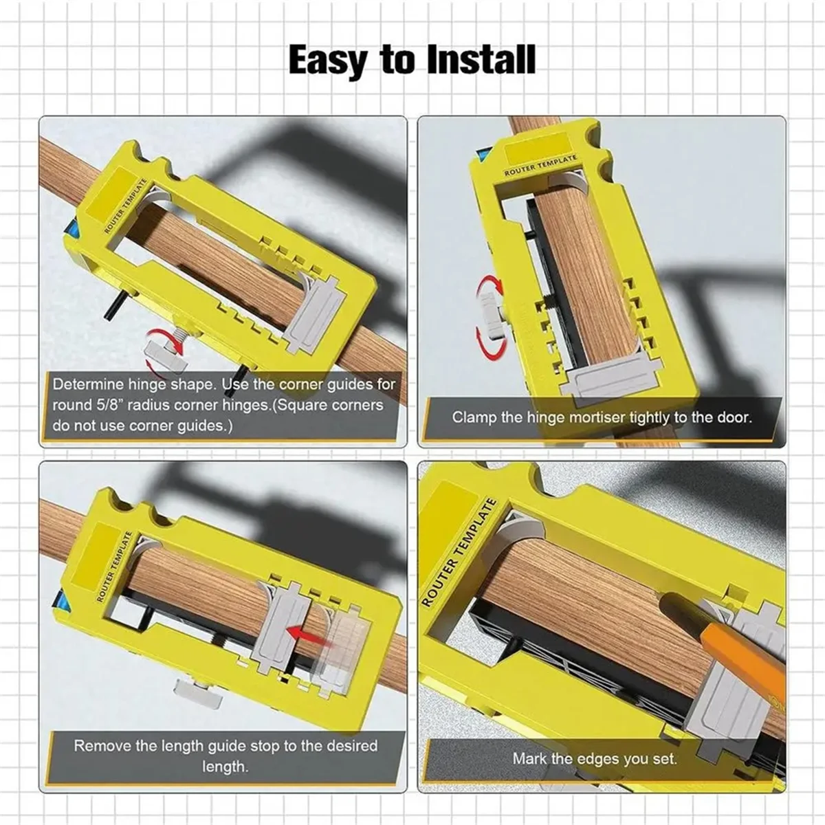

Door Hinge Template Door Hinge Router Template Removable Inserts Included Cabinet Hinge Jig Stable Fit for 3-5in LengthJAS