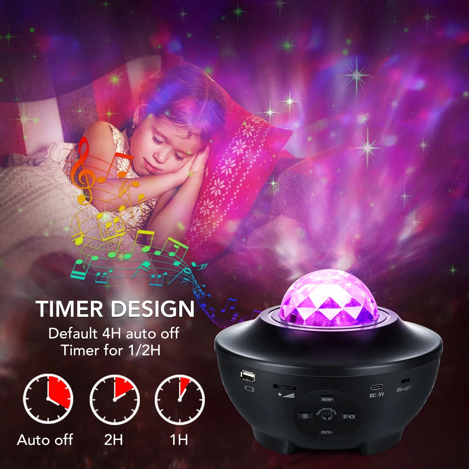 LED Star Galaxy Laser Projector Starry Sky Stage Lighting Bluetooth Speaker Effect Kids Room Party Night Holiday Wedding Lights