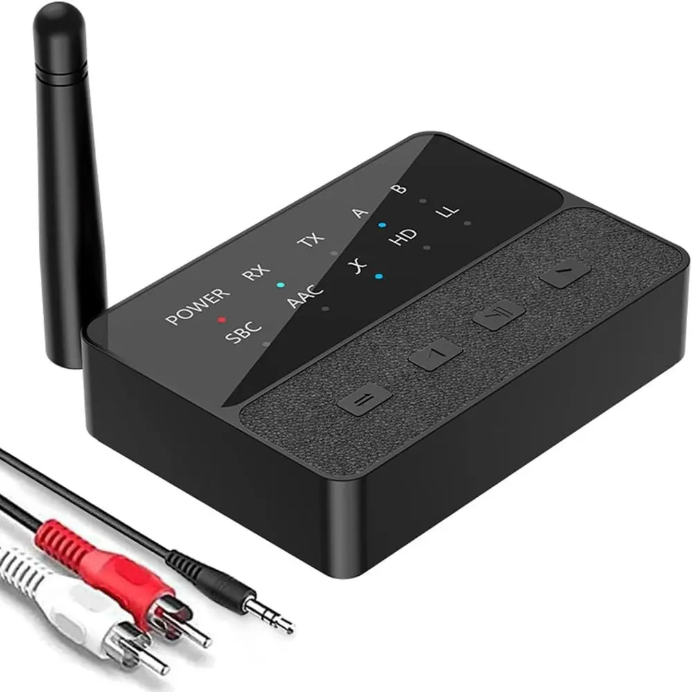 TV to 2 Wireless Headphones Bluetooth 5.3 Transmitter Receiver AptX Low Latency Dual Link Wireless Audio Adapter AUX RCA Car