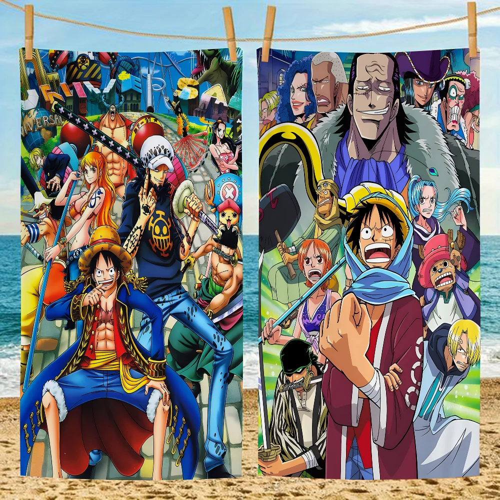 Anime O-ONE L-Luffy P-PIECE Beach Towel Cartoon Cute Summer Kids Large Bath Pool Beach Towel Microfiber Absorbent