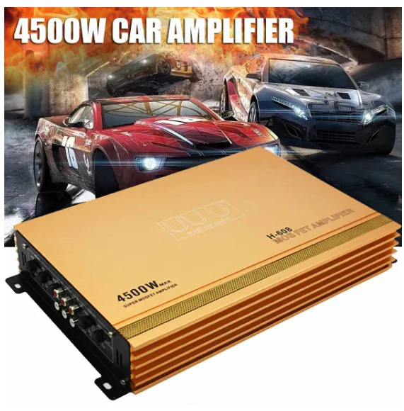 Car Audio Power Amplifier Four-channel High-power Amplifier, with 4 Speakers H-608 Power Amplifier