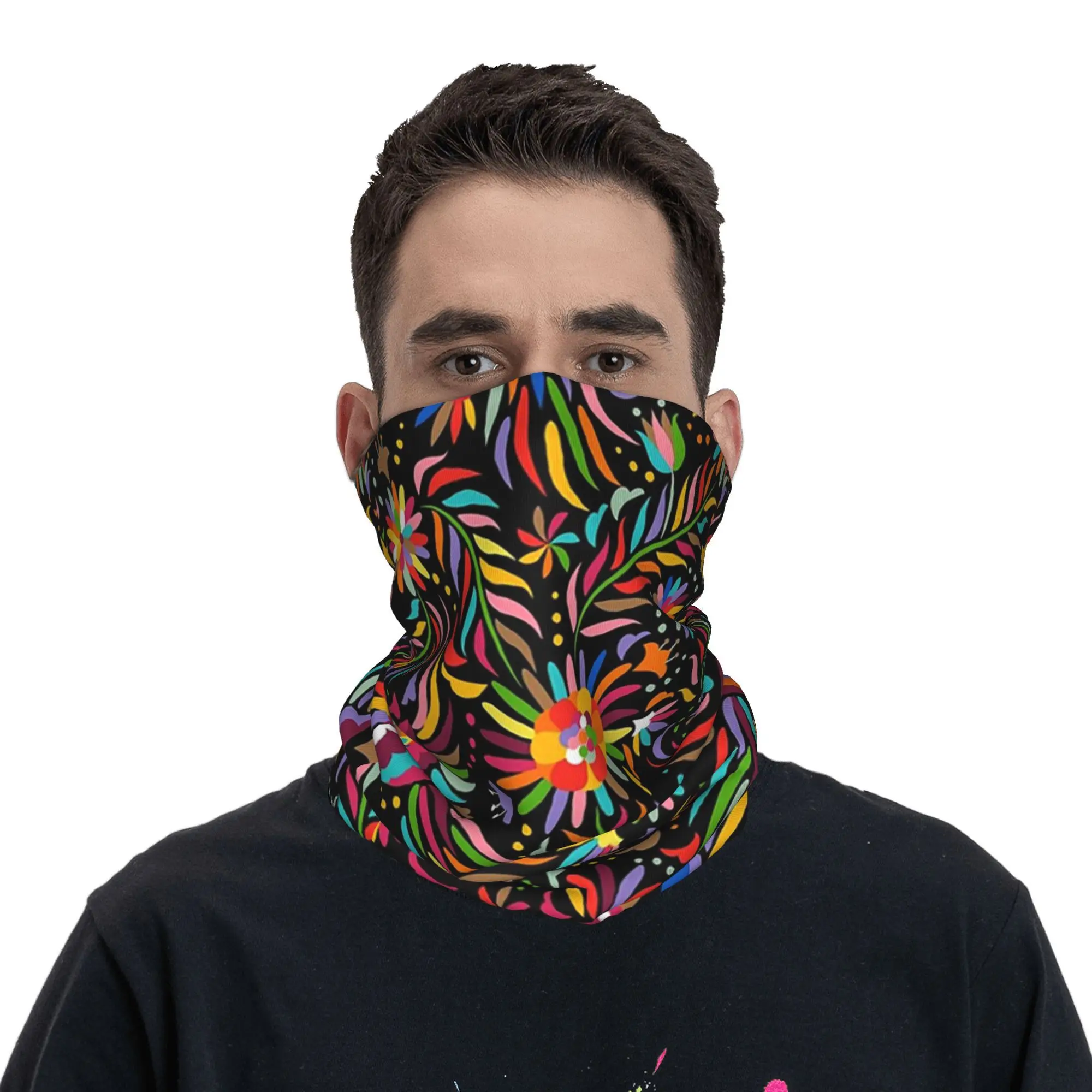 التقليدية المكسيكية الملونة باندانا الرقبة الجراب قناع مطبوع وشاح دافئ عقال ركوب للرجال النساء الكبار تنفس