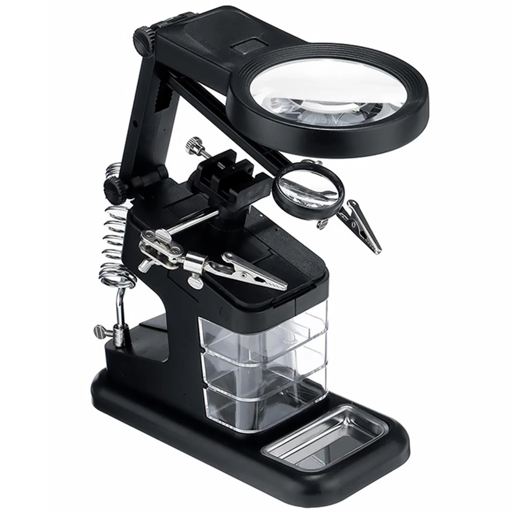 

10 LED Welding Table Soldering Stand Helping Hands Station Project Kit Third Holder Aluminum Alloy Desktop Magnifier Fully