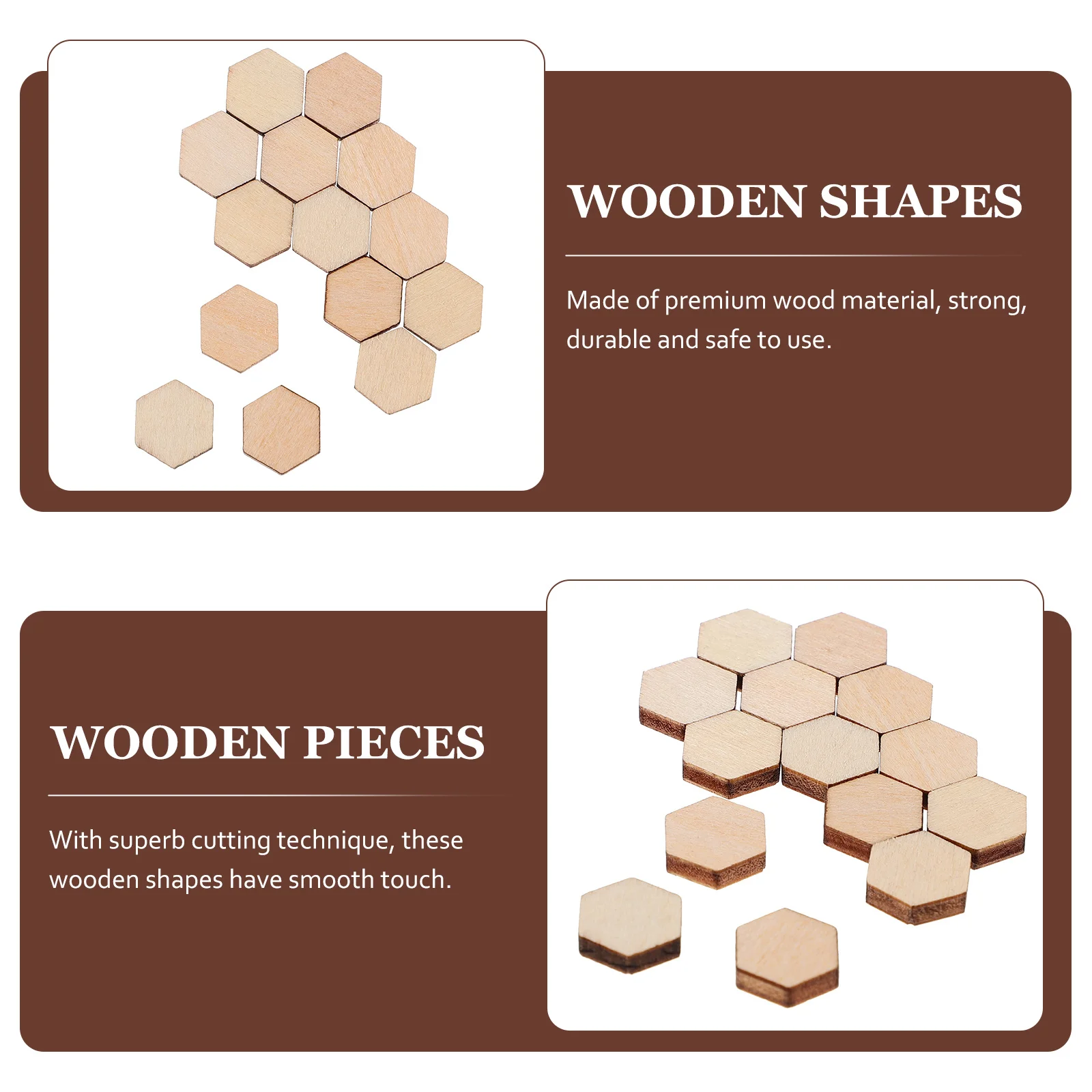

200pc 10Mm Wood Slice Ornaments Beech Wooden Hexagonal Shapes Diy Crafts Decorations For Wedding Birthday Christmas Party