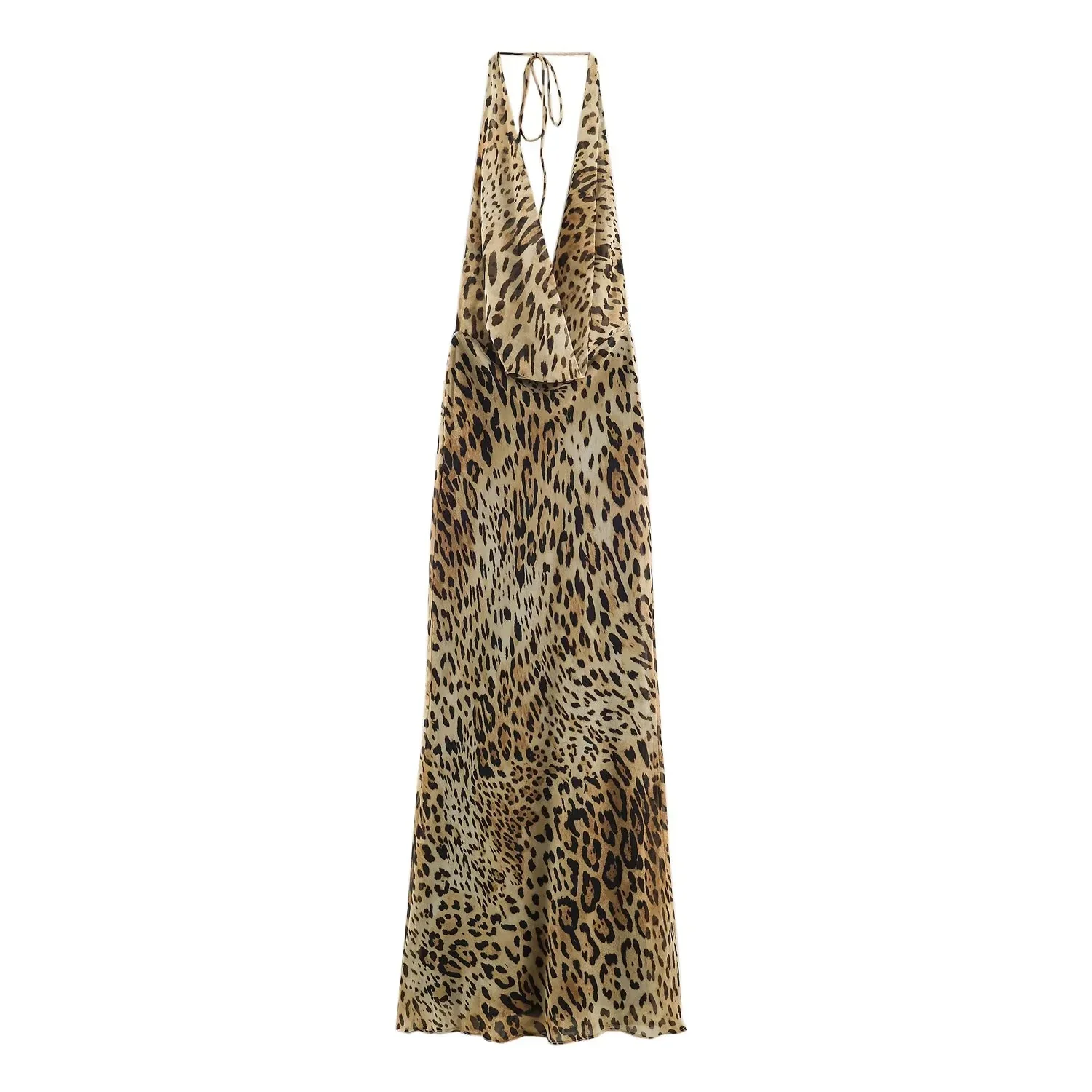 KONDALA Damen Sexy Leopardenkleid mit Schwingkragen für den Urlaub 2026 – Sommerliches, trendiges High-Street-Neckholder-Kleid für Strandpartys – Detail 3