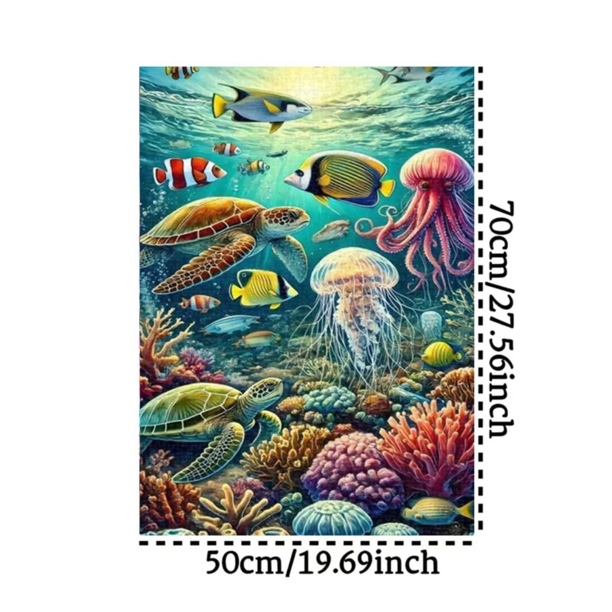 1000 قطعة من أحجية عالم الخيال تحت الماء - مشهد المحيط النابض بالحياة مع السلاحف البحرية والأختام والشعاب المرجانية والسباحة والمزيد - Relaxi