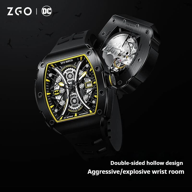 2024 New Spring Dc Batman Watch Metal Tape Stainless Steel Business Fashion Joint Automatic Mechanical Watch Men Halloween Gift