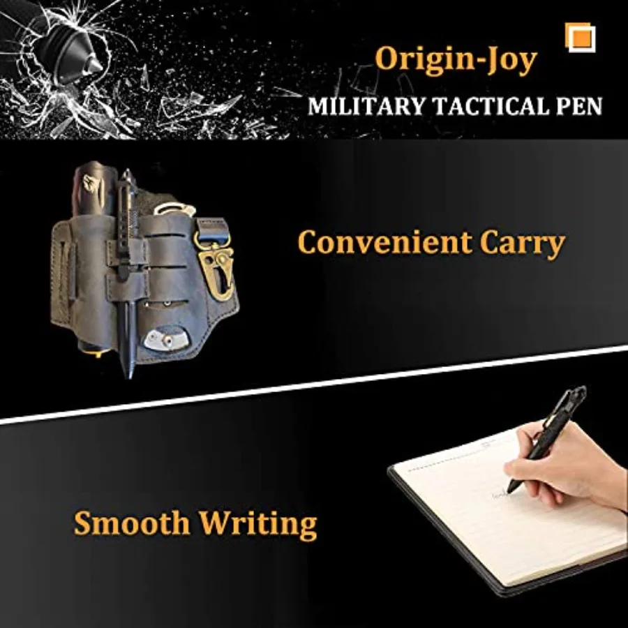 Origin-Joy – ensemble de 5 stylos tactiques militaires en acier au tungstène, stylo d'auto-défense EDC multifonctionnel avec 20 recharges de stylo à bille pour O
