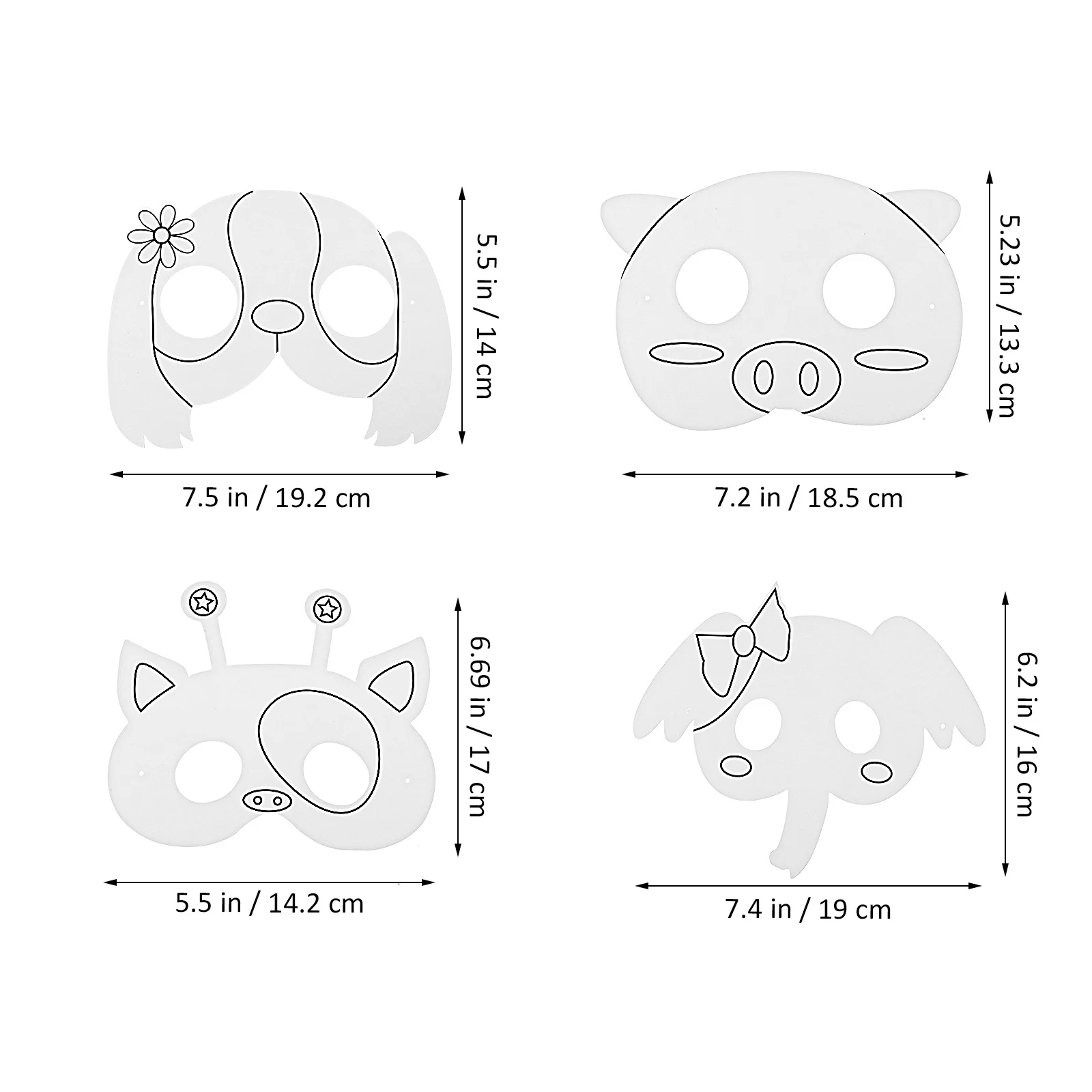 1 Satz leere Diy-Masken-Set, unbemalte Tiermaske, Requisiten zum Malen, Maskerade, Karneval, Cosplay, Party, Festival, dekorativ