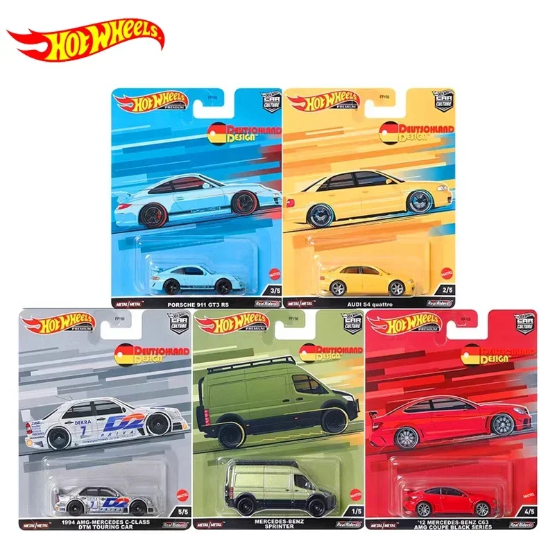 Orijinal sıcak tekerlekler Premium araba Deutschland tasarım 1/64 Diecast araç Porsche 911 Audi S4 Mercedes Benz modeli çocuk oyuncakları Boys