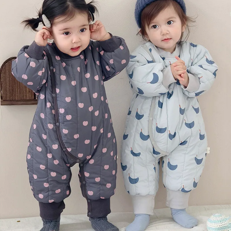 

Baby Winter Jumpsuit Boys Girls Cotton-padded Clothes Thicken Warm Rompers Snowsuit 0-2 T