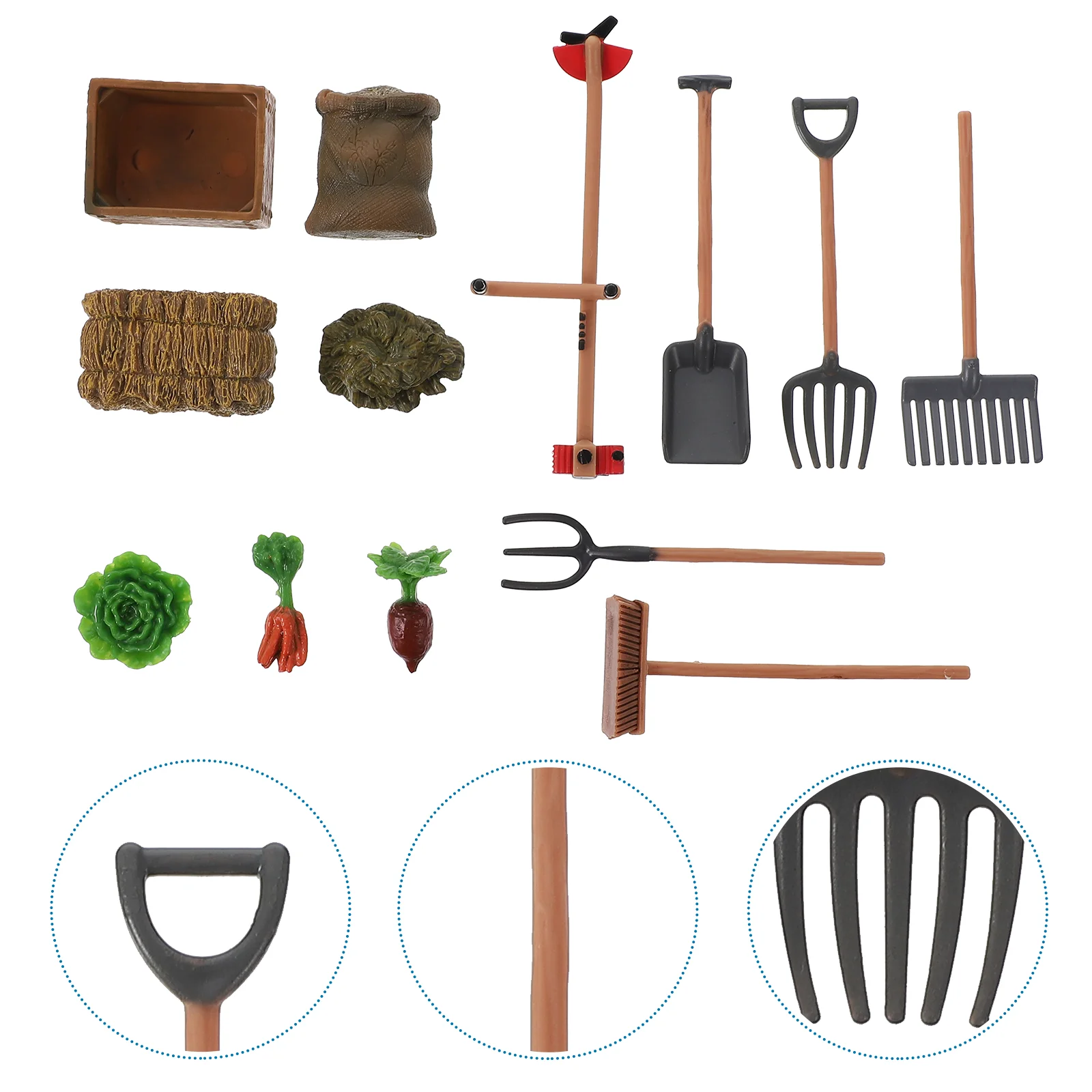 13 Pcs Play Farm Tool Model Miniature Ornaments Bales Micro Landscape Prop Child