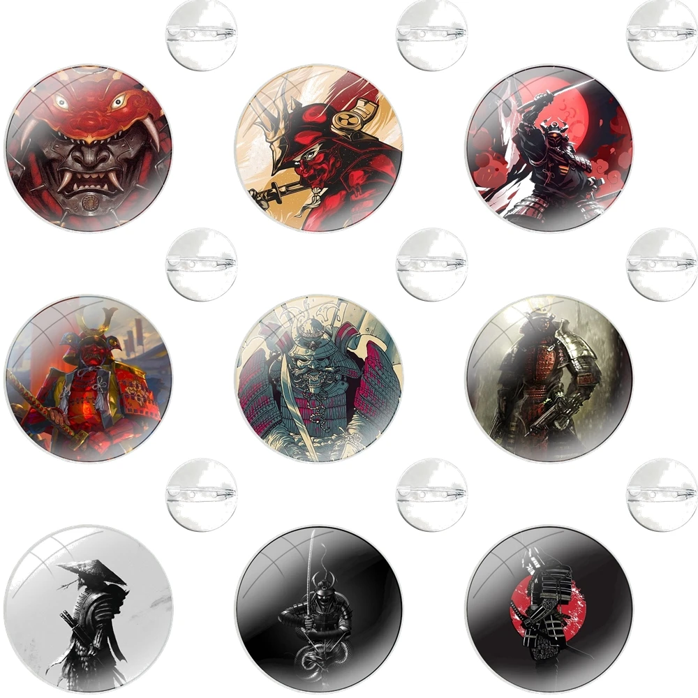 Badge Brooch Pin Accessories For Clothes Backpack Decoration gift Japanese warrior samurai Colorful Cute