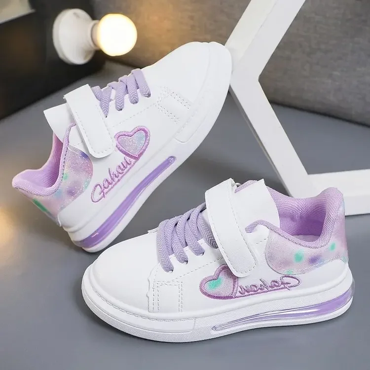 Children\'s Shoes 2024 Summer New Kids Fashion Casual Sports Shoes Hook & Loop Love Embroidery Princess Girls Sneakers Versatile