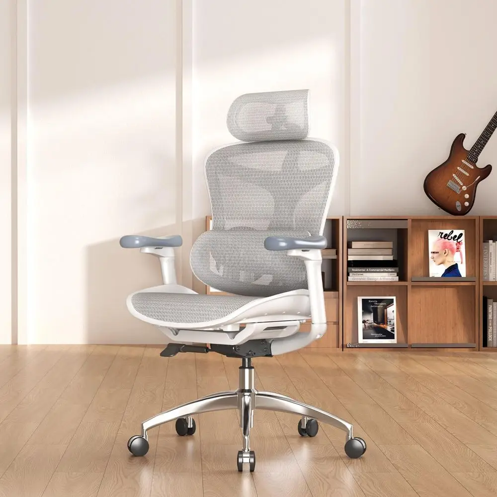 

Ergonomic Office Chair with 3D Armrests, Lumbar Support, Adjustable Backrest for Big and Tall Users (Grey)