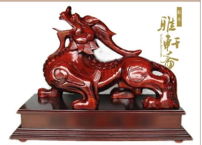 Solid wood carving ornaments wooden phoenix-tailed pixiu extra large Dongyang wood carving