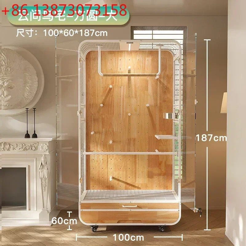 

Large Bird Cage Villa Panoramic Luxury Solid Wood Ecological Cabinet DIY Station Pole