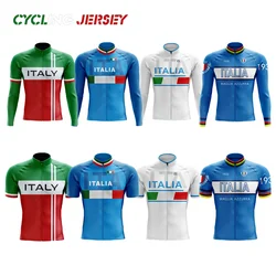 Camisa De Ciclismo De Manga Longa Para Homens, Equipe De Itália, Camisas De Bicicleta, Kit De Roupas De Ciclismo, MTB Bicicleta Desgaste, Triathlon Maillot