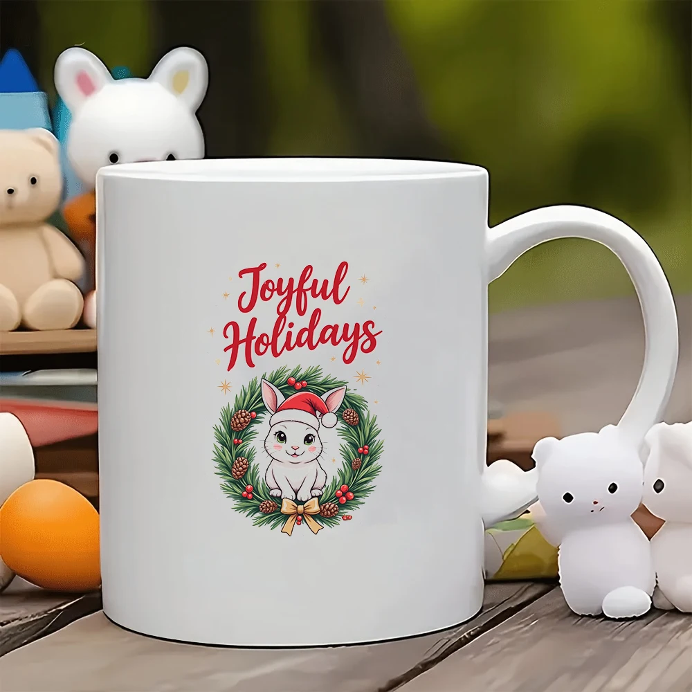 

11oz Mug + Cartoon Christmas Rabbit Theme + Cozy Holiday Atmosphere Christmas Gift Kids Cup Family Office Coffee Mug
