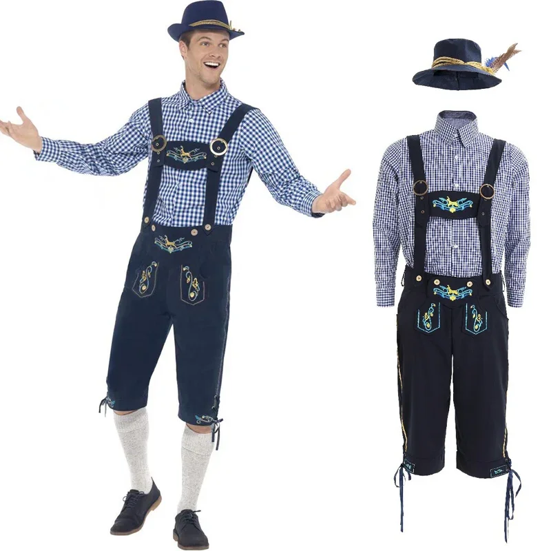 Pantalones cortos de Oktoberfest bávaro tradicional para hombres, traje de fiesta de carnaval, traje de cerveza alemana para adultos, Lederhosen