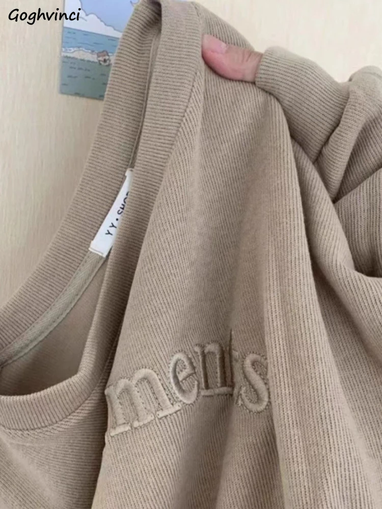 

Loose Sweatshirts Women O-neck Casual Milk Tea Color Fashion Simple Letter Korean Style Drop Sleeve All-match Students Spring