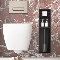 Toilet Niche Roll Paper Toilet Brush Storage Stainless Steel Recessed