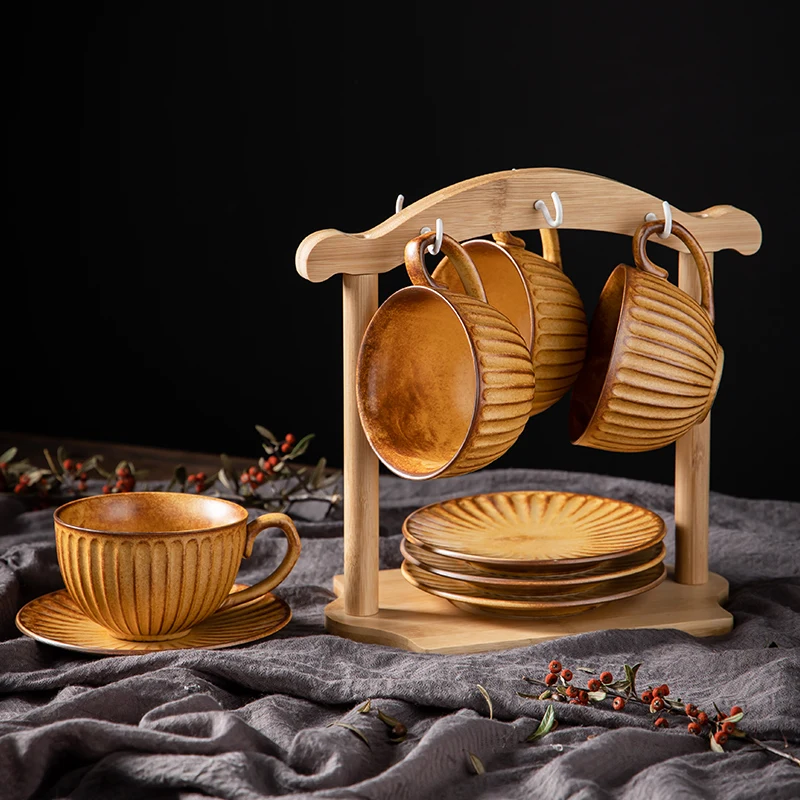 

Comfortable Nordic Modern Glass Storage Cup Mug Coffee Mugs Ceramic Teacup Saucer Set Coffee Cups Camping Tumbler Furniture