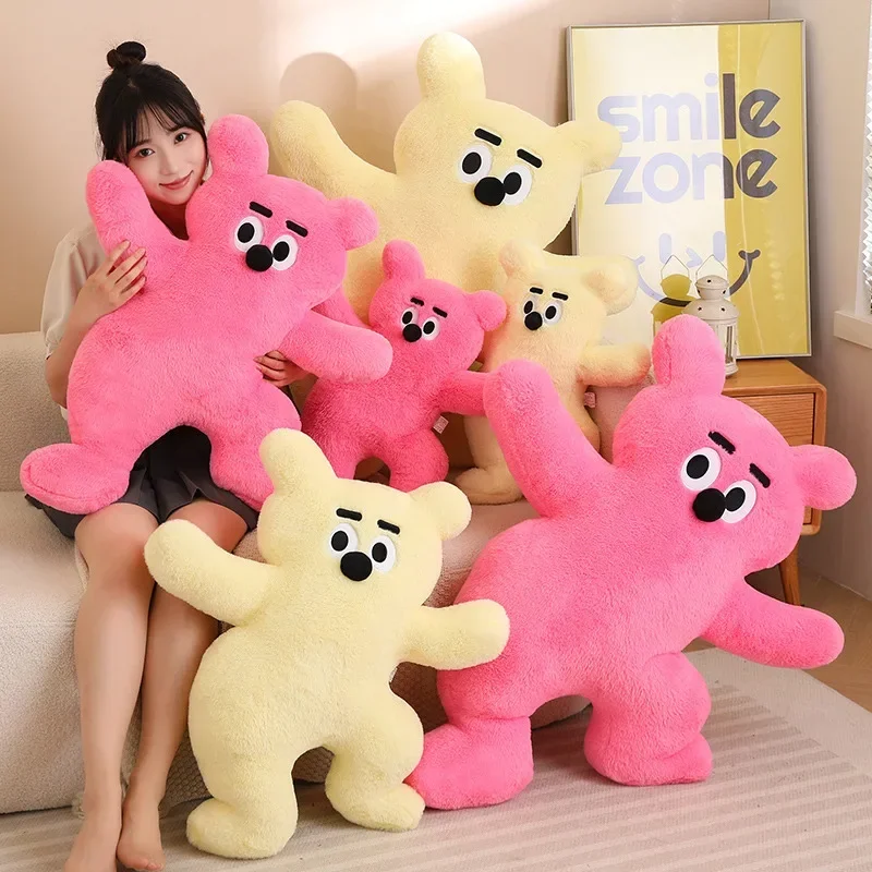 귀여운 크림색 곰인형 봉제 베개, 부드러운 동물 만화 작은 곰 플러시 쿠션, 여자친구 선물용, 귀여운 방 꾸미기