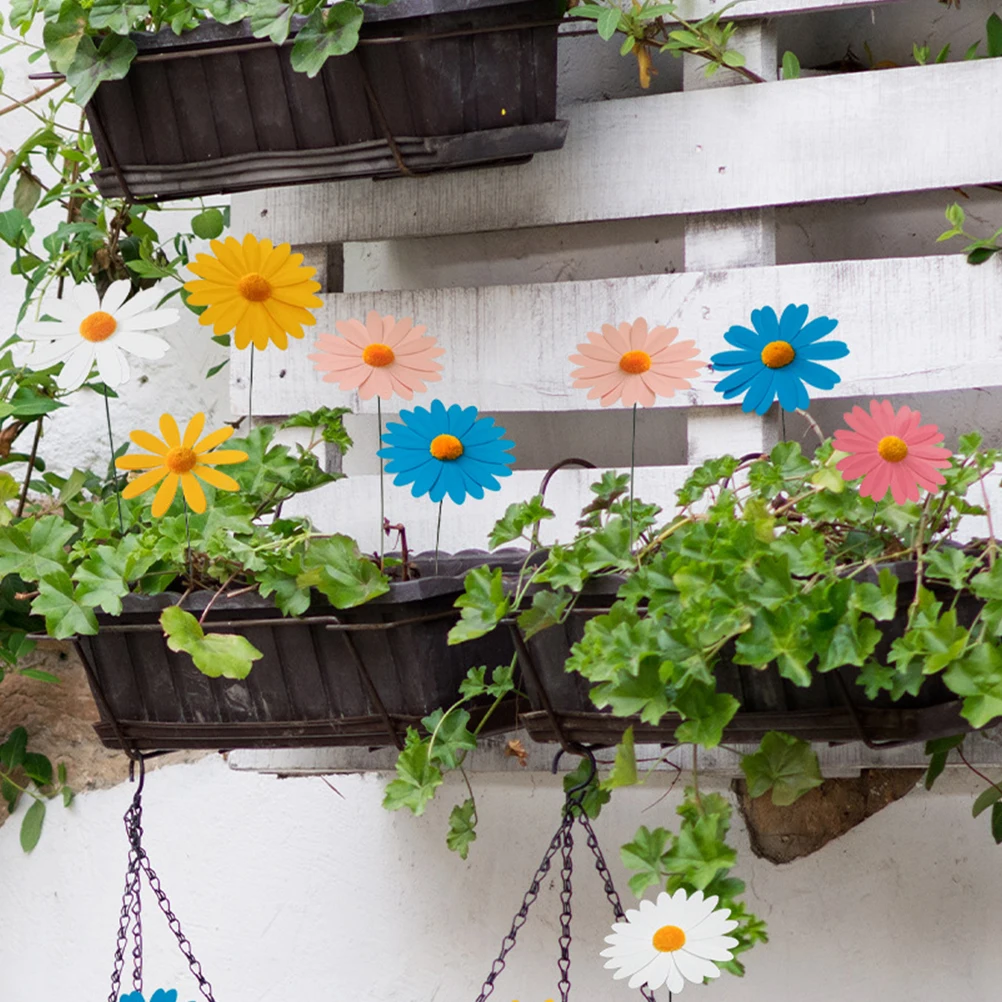 

10 Pcs Daisy Stick Flower Garden Decorative Stake Stakes Outdoor Lawn Gardening Ornaments for outside Plants