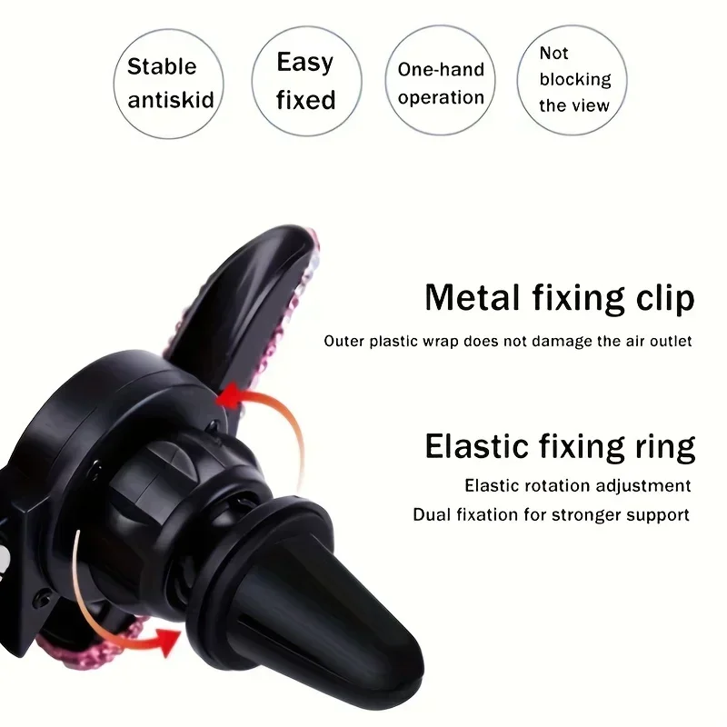 NEW Car Phone Holder Diamond Crystal Car Air Vent Mount Clip Mobile Phone Holder Stand in Auto Bracket Interior Accessories view 6