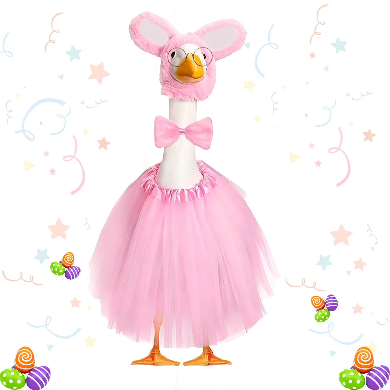 

Easter Bunny Goose Outfit For 23 Inch Spring Lawn Porch Goose Statue Clothes For Outdoor Yard Art Decoration