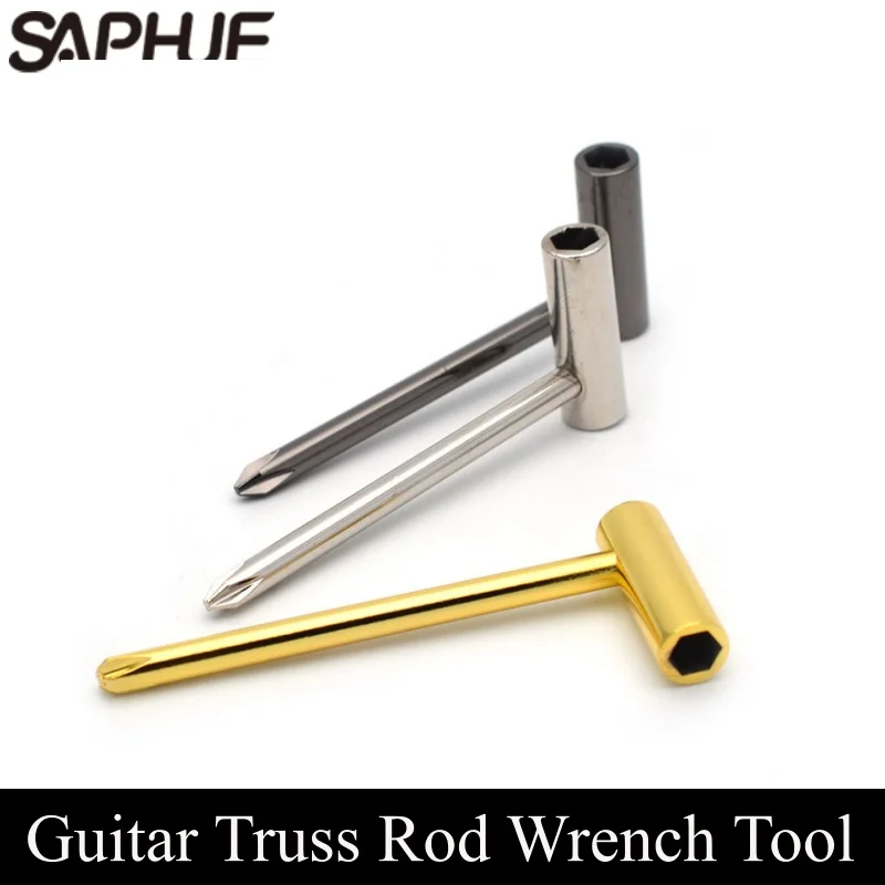 

2Pcs Guitar Truss Rod Wrench 1/4" 6.35mm With Phillips Screwdriver on Handle for TL Style Guitar Black Gold Silver Color