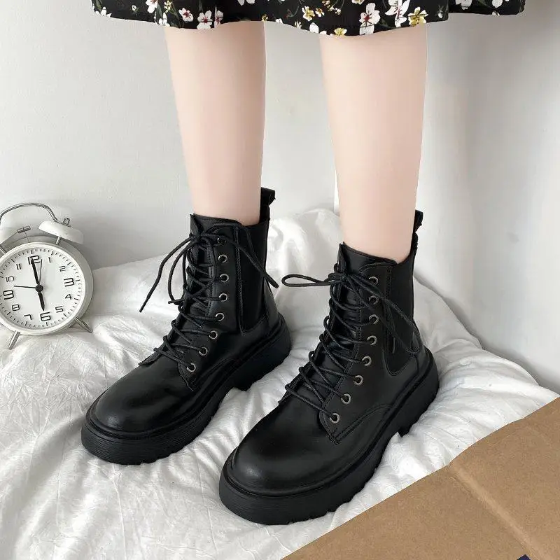 

Autumn and Winter New Round Head Medium Heel Fashionable Single Boots Thick Soled Fashionable Women's Boots женскиесапоги Shoes