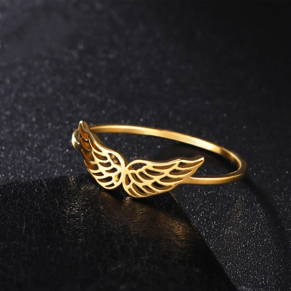 Skyrim Angel Wing Stainless Steel Finger Ring Couple Silver Color Supernatural Demon Devil Fashion Gift For Man Woman Jewelry